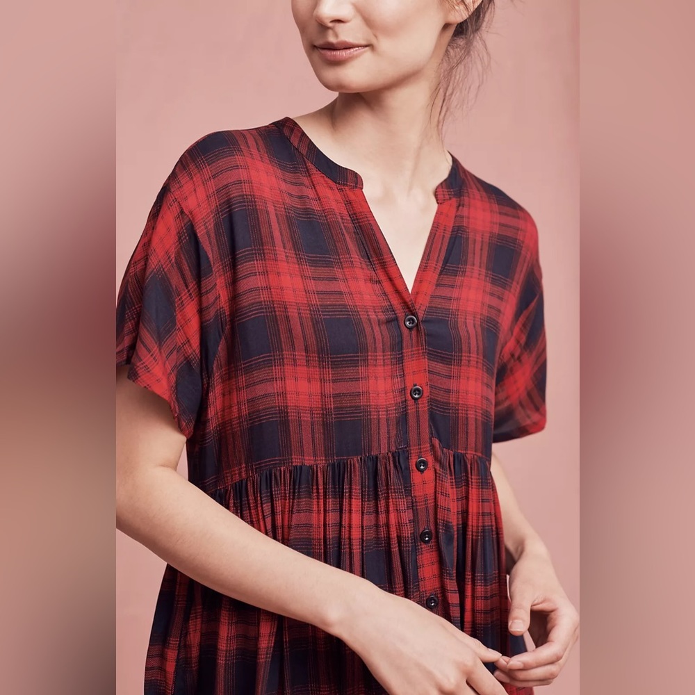 ANTHROPOLOGIE Tylho Mona Plaid Shirt Dress